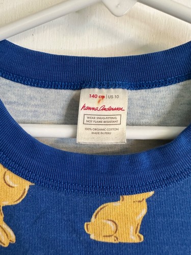 Hanna Andersson Size 140 Blue Chocolate Bunny Organic Cotton Short John Pajamas - Picture 2 of 7