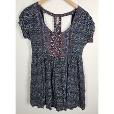 Free People Women's Sz. XS Boho Short Sleeve Mini Tunic Dress