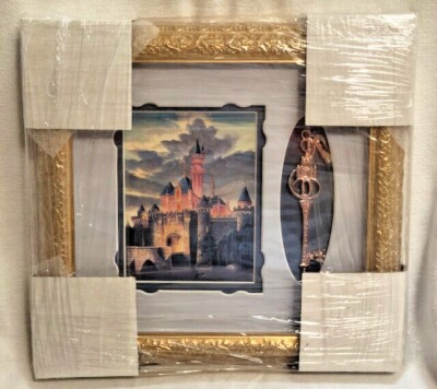 Disneyland Framed Sleeping Beauty Castle Print with Rose Gold Key Disney
