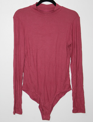 Self E Womens Juniors Mauve Long Sleeve Mock Neck Bodysuit XL NWT