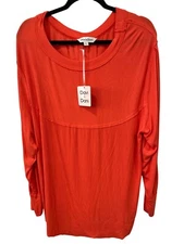 Davi and Dani Long Sleeve Ribbed Pullover Top Size Large Loose Fit Relaxed NEW