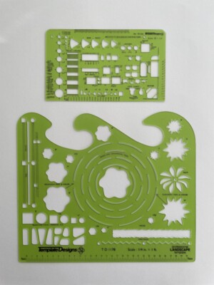 Lot of 2 Architectural Drafting Templates - Garden and interior elements