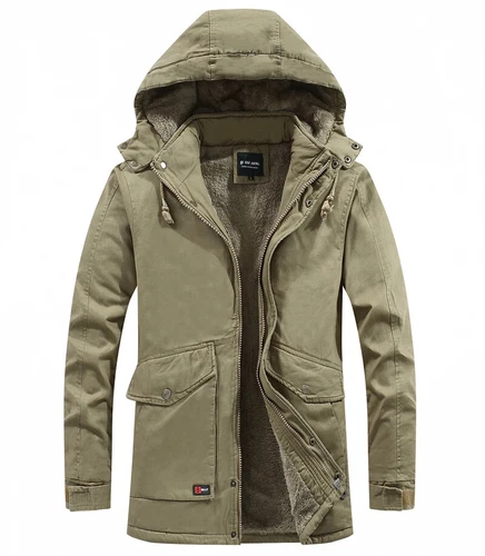 Männer Gewaschte Baumwolle Dicke Fleece Casual Winter Warme Jacke Parkas Mantel - Bild 12 von 30