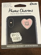 Peel  Stick Metal Phone Charms Boss Babe And Gel Power Reusable
