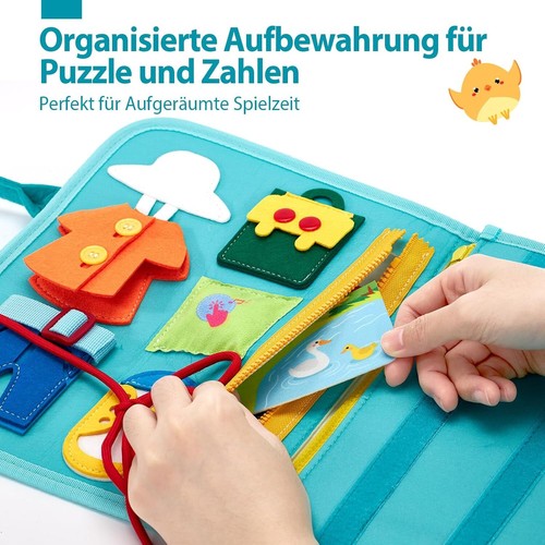 Busy Board Activity Board Montessori Sensorik Baby Motorikspielzeug Blau - Bild 6 von 14