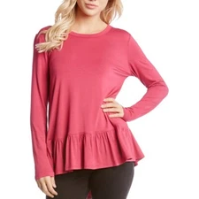 KAREN KANE NEW Women's High-low Ruffled Peplum Casual Shirt Top TEDO