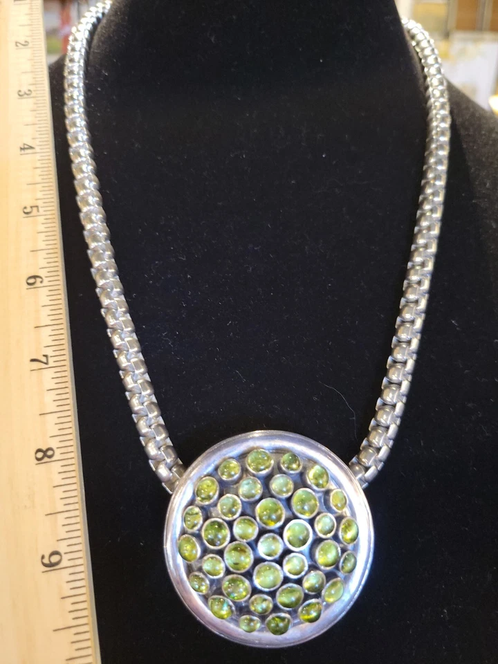 Sterling Silver & Peridot Box Chain 24" Necklace  - Image 2 of 4