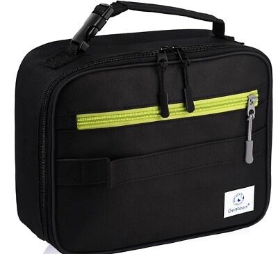 Genteen Insulated Lunch Bag, Lunch Box Double Zipper 10'' x 3'' x 10''