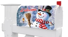 Winter Snowman Cardinal Bluebird Magnetic Mailbox Cover Only
