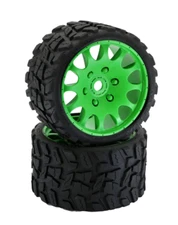NEW Powerhobby Raptor Belted Monster Truck Tires / Wheels w 17mm Hex (2) GREEN