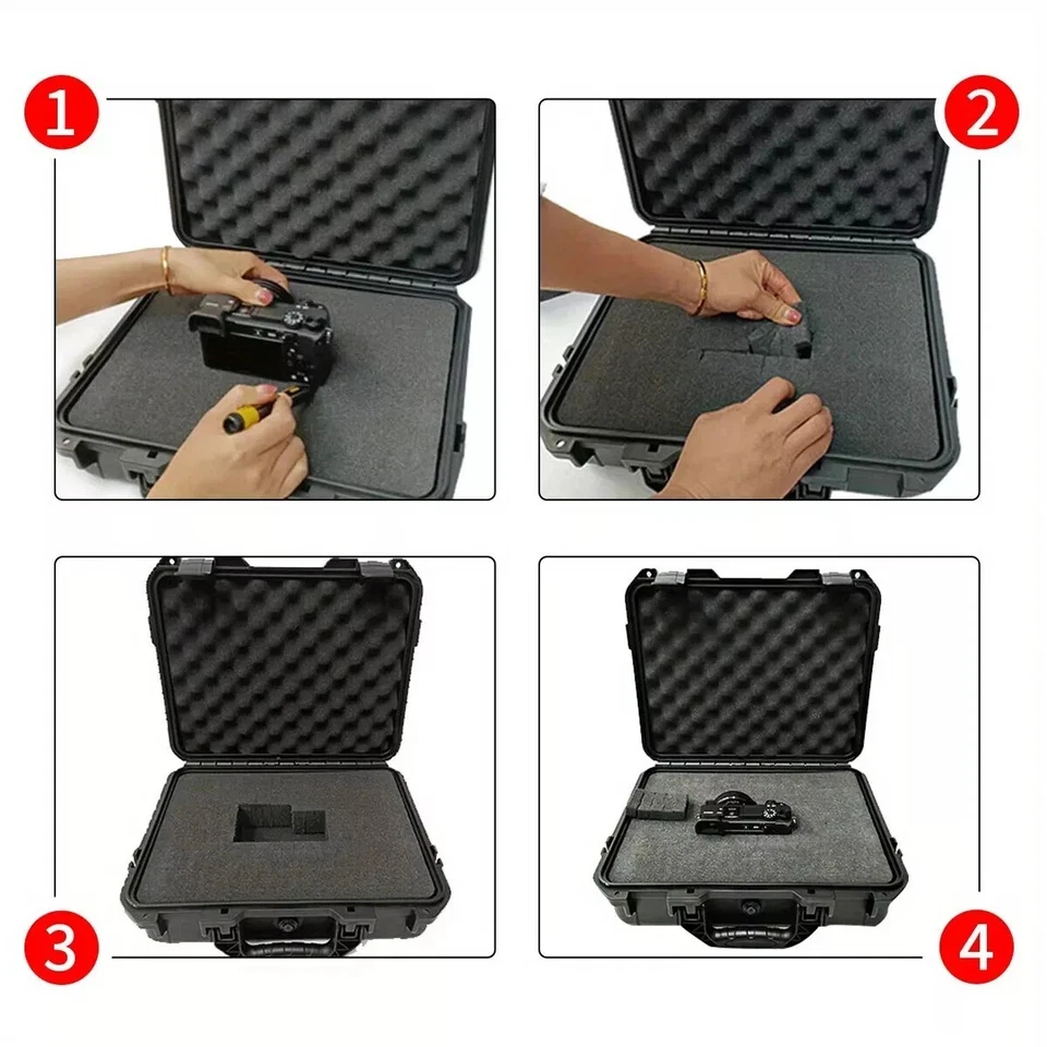 1pc Waterproof Hard Carry Case Tool Box with Pre-Cut Sponge Hardware Storage Bag - Image 2 of 4
