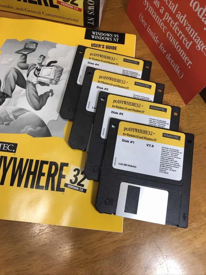 **Vintage SYMANTEC PCANYWHERE 32 Version 7.5 Windows 95 NT 3.1 DOS RETAIL CABLE - Image 2 of 4