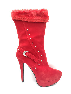 Women's stylish red boots new with box size 10w