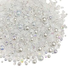 100g Mix Resin Rhinestones Flatback Half Round Pearls Mixed Size 3mm-10mm AB ...