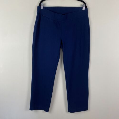 Lands End Starfish Straight Leg Pants Size 1X Solid Blue Pull On