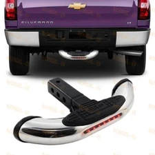 1PCS BRAND NEW UNIVERSAL STEEL CHROME HITCH REAR TOW TRAILER LED BACK STEP BAR