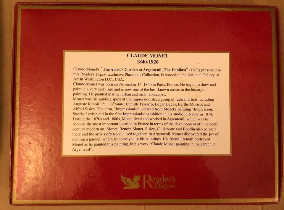  6 x Reader's Digest Claude Monet's Garden Table Mats - Image 3 of 4