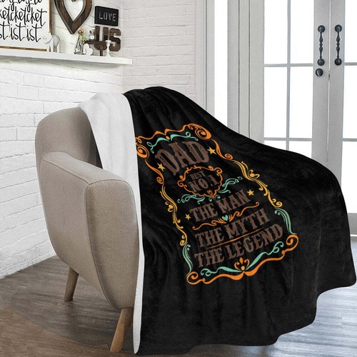 Dad Man Myth Legend Retro Graphic Ultra-Soft Micro Fleece Blanket 60" x 80" - Picture 2 of 4