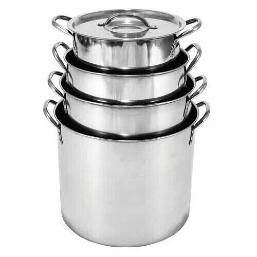 4 X DEEP STAINLESS STEEL STOCKPOTS STOCK POT PANS KITCHEN MIRROR POLISH
Opens in a new window or tab