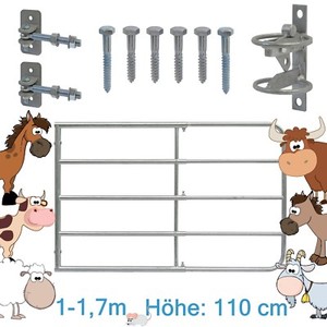 1-1,7m Höhe 110cm Weidetor verstellbar mit Montageset Feuerverzinkt Tor