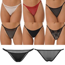 Women Mesh Sheer Thongs Fishnet See Through Briefs Panties Low Rise G-string