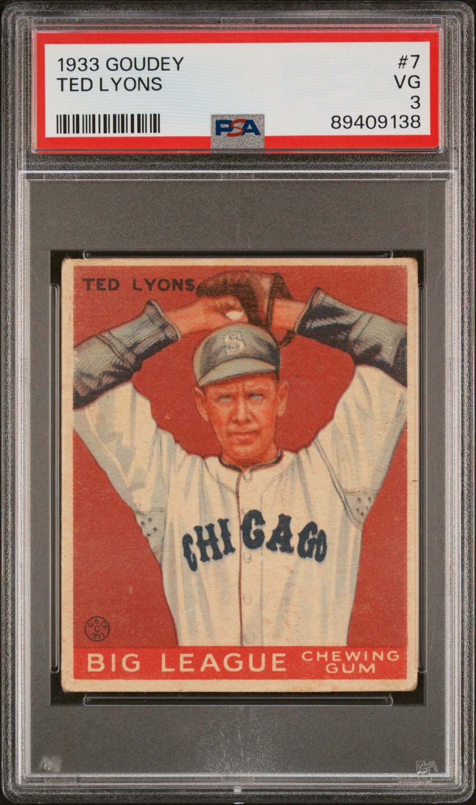 1933 GOUDEY #7 TED LYONS PSA 3