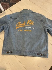 Vintage Club Rio Las Vegas denim Jacket Adult M “••• All Night Long” Long Sleeve