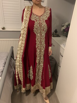 indian wedding outfit in red, gold long dress With Scarf, Dupatta | eBay UK indian wedding outfit in red, gold long dress With Scarf, Dupatta | eBay UK