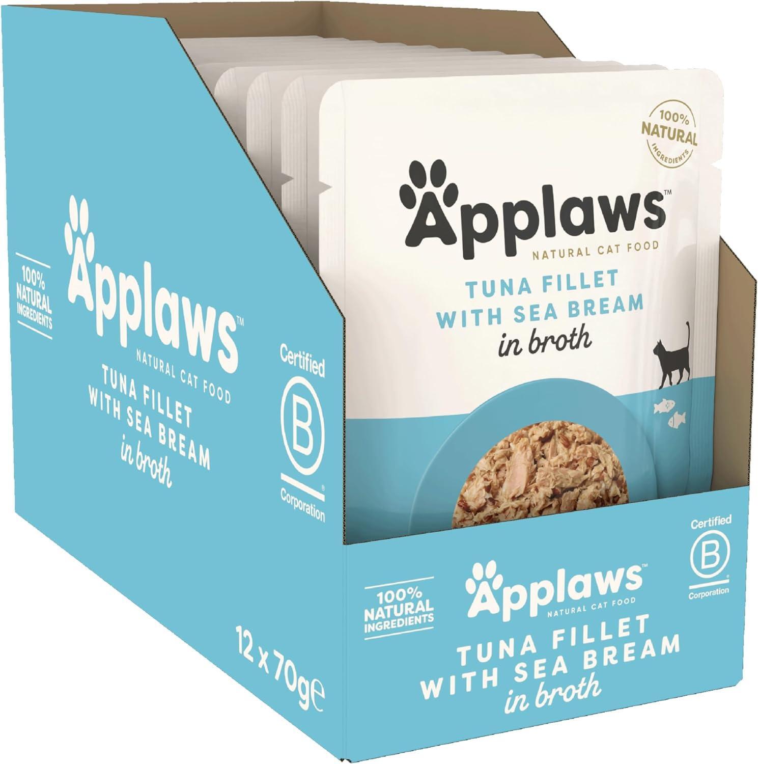 Applaws - Wet Cat Food - Tuna Fillet with Seabream in Broth - 12 x 70g Pouch