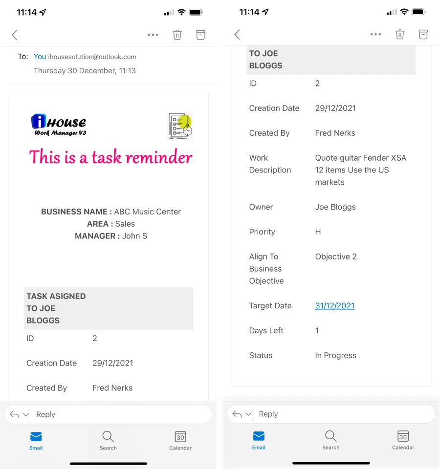 Keep everyone tasks on track and send email reminder- Excel Spreadsheet - Image 3 of 4