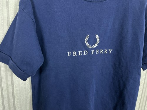 Womens Fred Perry Blue Boxy Fit Embroidered Big Logo Thick Cotton T-Shirt 10 - Picture 5 of 7