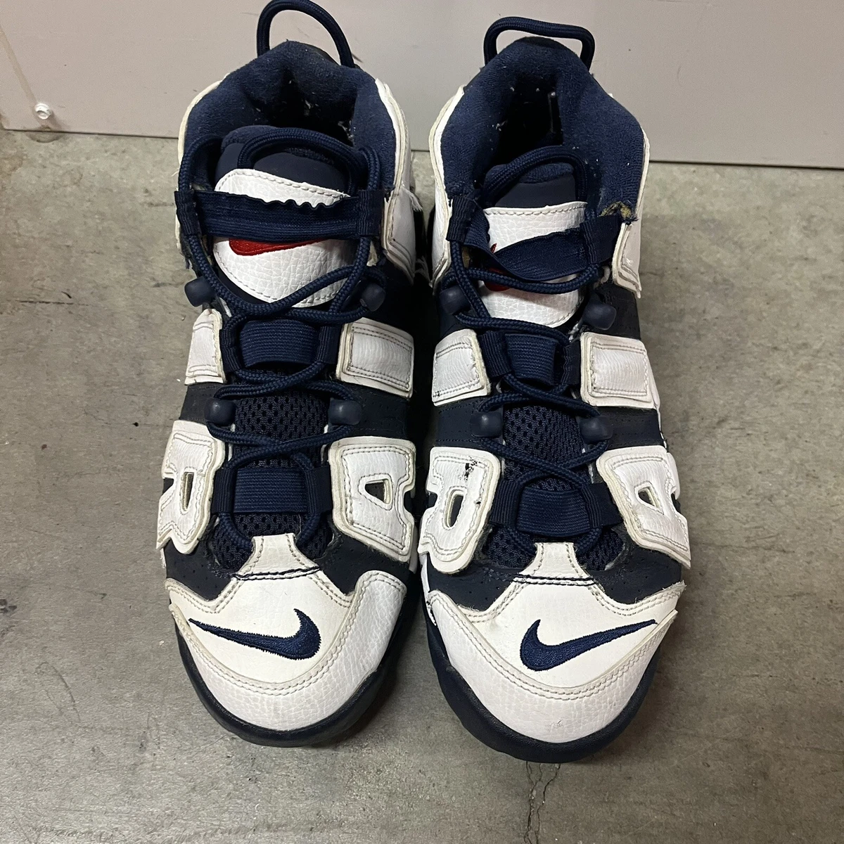 Nike Air More Uptempo Olympic GS Size 7Y White Midnight Navy Blue 415082 104