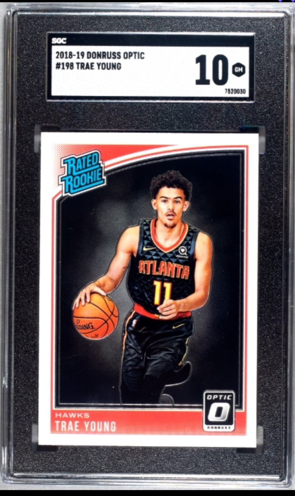 2018-19 Donruss Optic Trae Young Rated Rookie RC #198 SGC 10 GM Hawks Oklahoma U