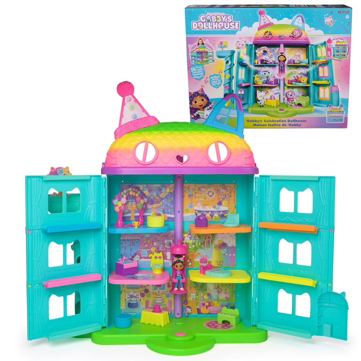 Gabby出品　まとめて15個 Gabby's Dollhouse 15pc Rainbow Themed Celebration Dollhouse BNIB