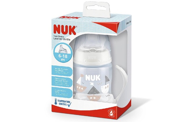 Nuk Trinklernflasche First Choice+ 150 Ml Silikon Bpa Frei Auslaufsicher 6-18 M.-image