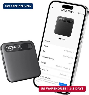 BOYA Notra AI Voice Recorder, Digital Audio Recorder for Meetings, Lectures & In