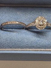 Ernest Jones 9ct White Gold Diamond Wedding Ring Set Vintage Stunning Size L.