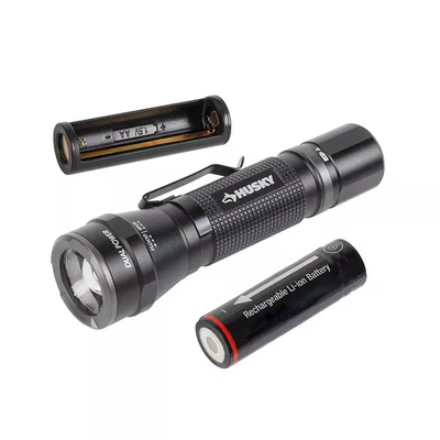#ad HUSKY 500 Lumens Dual Power Focusing Aluminum Flashlight $29.38