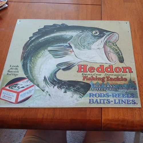 Vintage-Style Heddon/Lunkers Fishing Tackle Collector Metal Signs