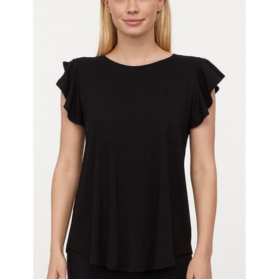 Prin Story black women's flutter sleeve closet staple piece wardrobe essential M