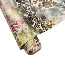 16 x 54 Colorful Floral Faux Leather Fabric for DIY Crafts, Patterned Leather...