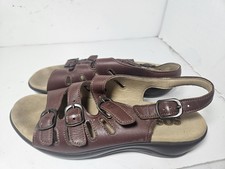 SAS Mystic Sandals Womens 7.5 N Brown Leather Slingback Comfort Buckle USA Made