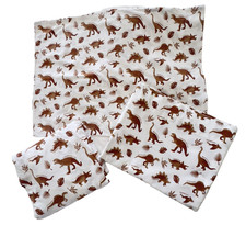 3 Pc DINOSAUR Sheet Set TWIN Flat Fitted Pillowcase Cotton Pillowfort Watercolor