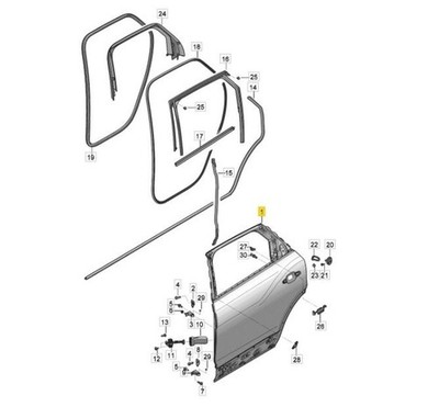 Bentley Fensterführung mit Fensterschlitzdichtung 36A 839 432