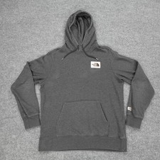 The North Face Hoodie Mens Large Gray Soft Fleece Pullover TNF Logo Patch A3X5I