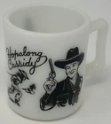 Hopalong Cassidy Vintage 1950s 3” Milk Glass Coffee Mug Black & White
