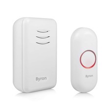 Byron Wireless Portable Doorbell Set - 150 m chime and push button, White 