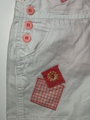 NWT VTG Deadstock  R  US  Miniwear peach  & White Gingham Overall shorts 12 M