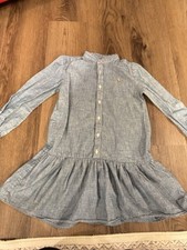 Girls Polo Ralph Lauren Long Sleeve Denim Dress Size 6 MSRP 60