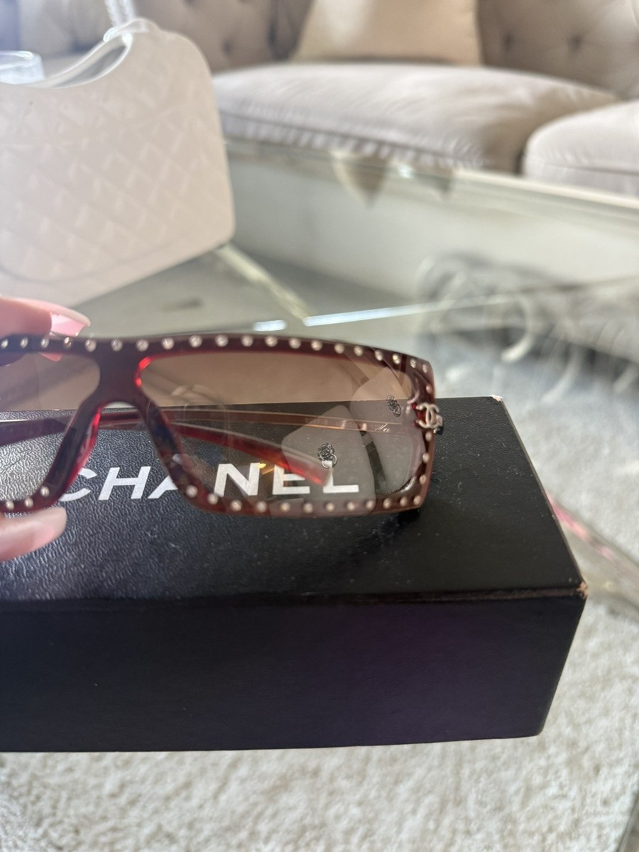 Chanel Super Rare Y2K Rhinestone Shield Glasses | eBay